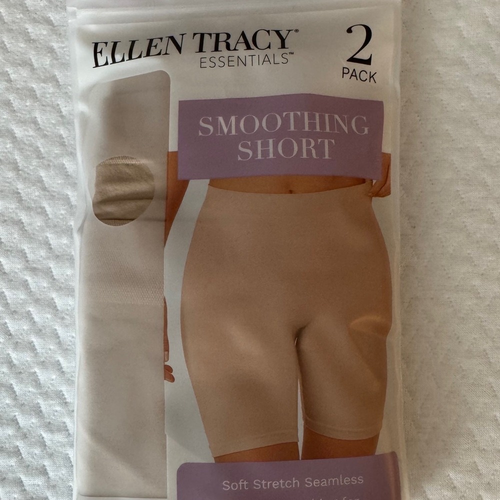 ELLEN TRACY ESSENTIALS Women Smoothing Shorts XL Beige Seamless